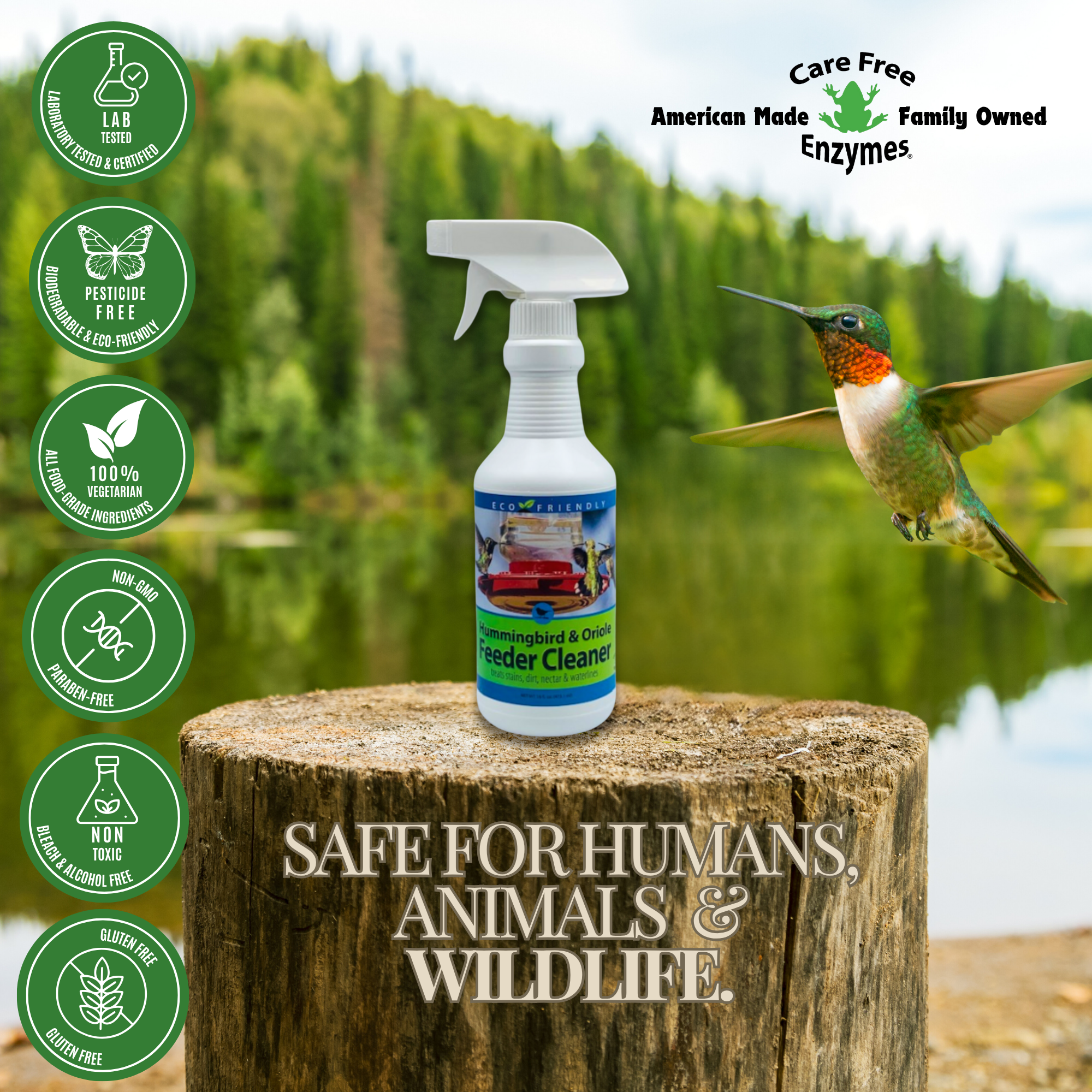 Hummingbird & Oriole Feeder Cleaner Spray | Removes Nectar, Jelly & Mold | 16 oz