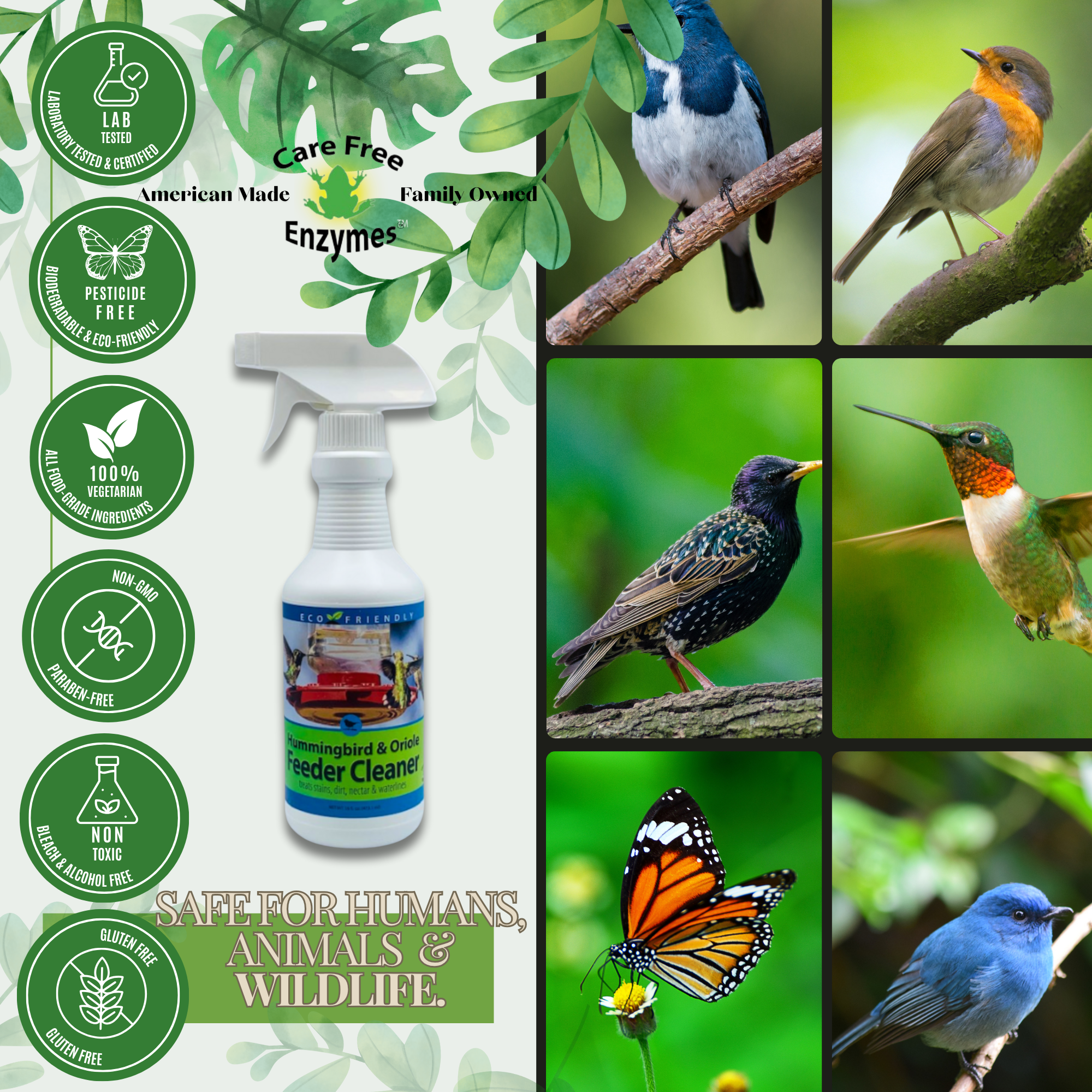 Hummingbird & Oriole Feeder Cleaner Spray | Removes Nectar, Jelly & Mold | 16 oz