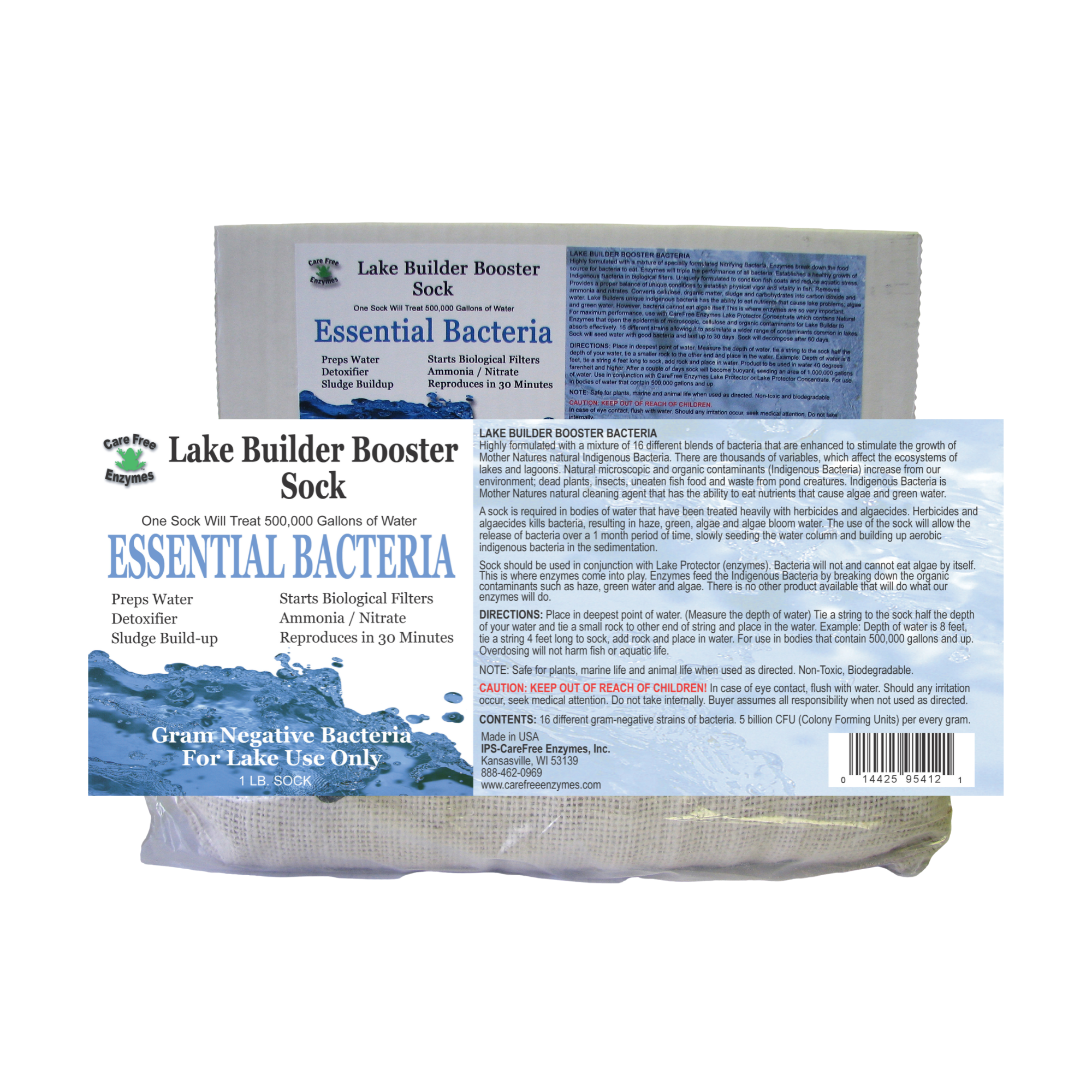 Time-Release Beneficial Bacteria for Ponds & Lakes | Lake Builder Booster Sock | Treats 1/4 Acre