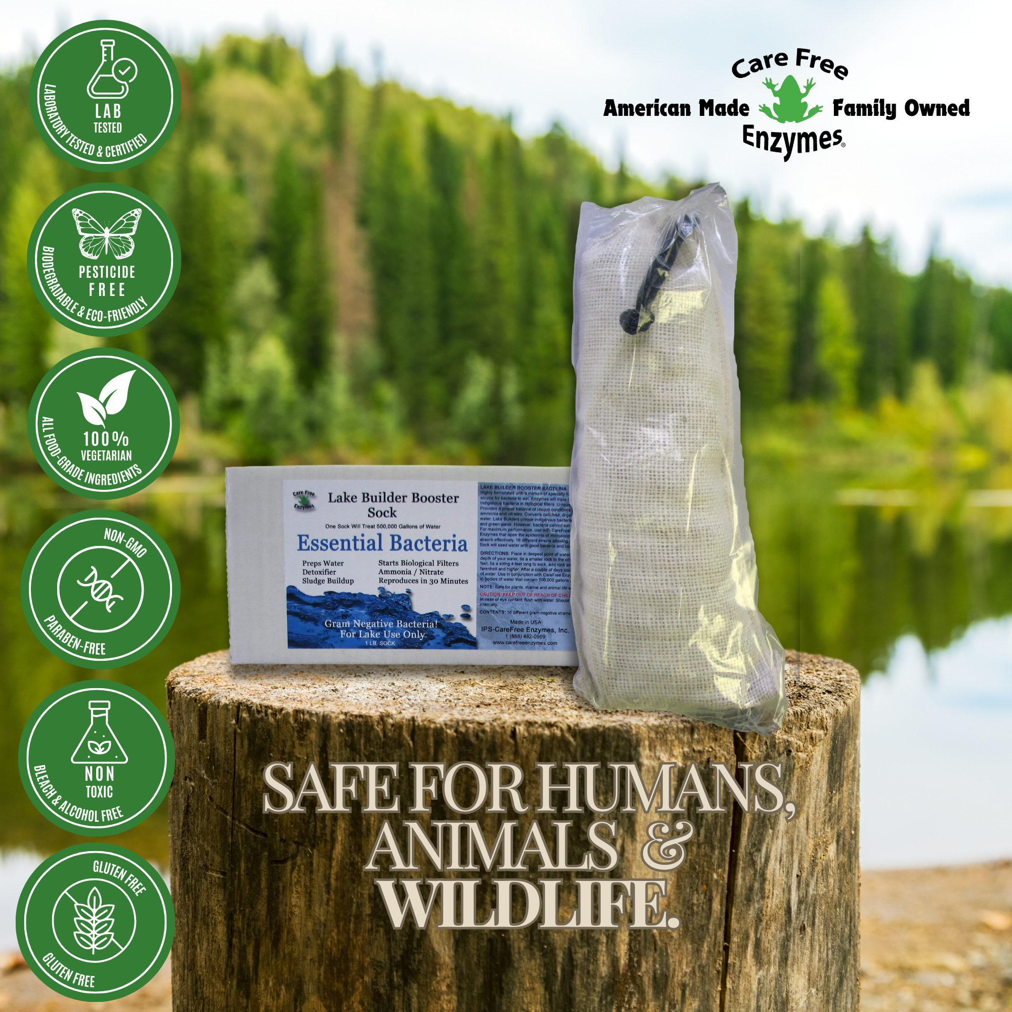 Time-Release Beneficial Bacteria for Ponds & Lakes | Lake Builder Booster Sock | Treats 1/4 Acre