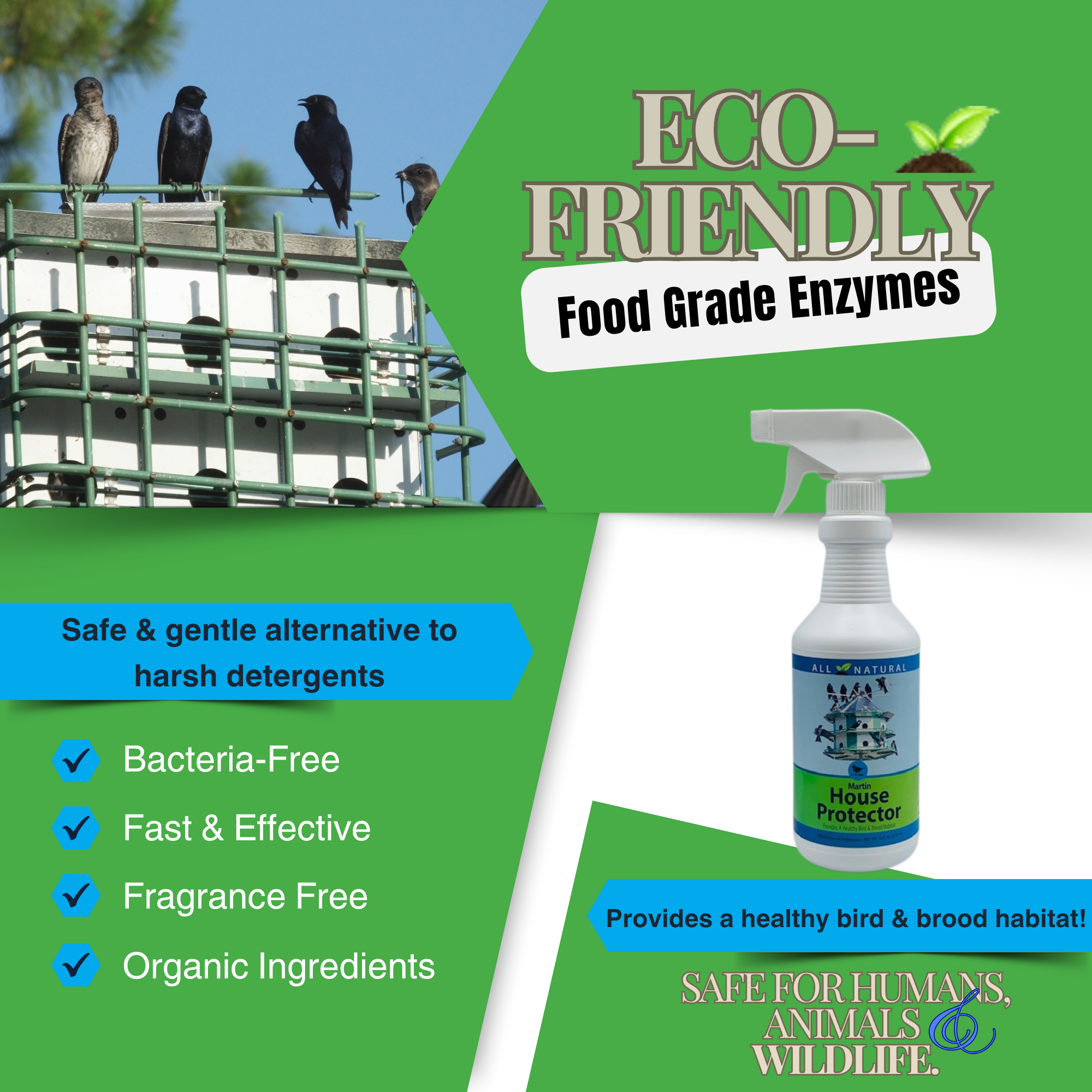 Natural Purple Martin House Protector Spray | Deters Mites & Parasites | 16 oz