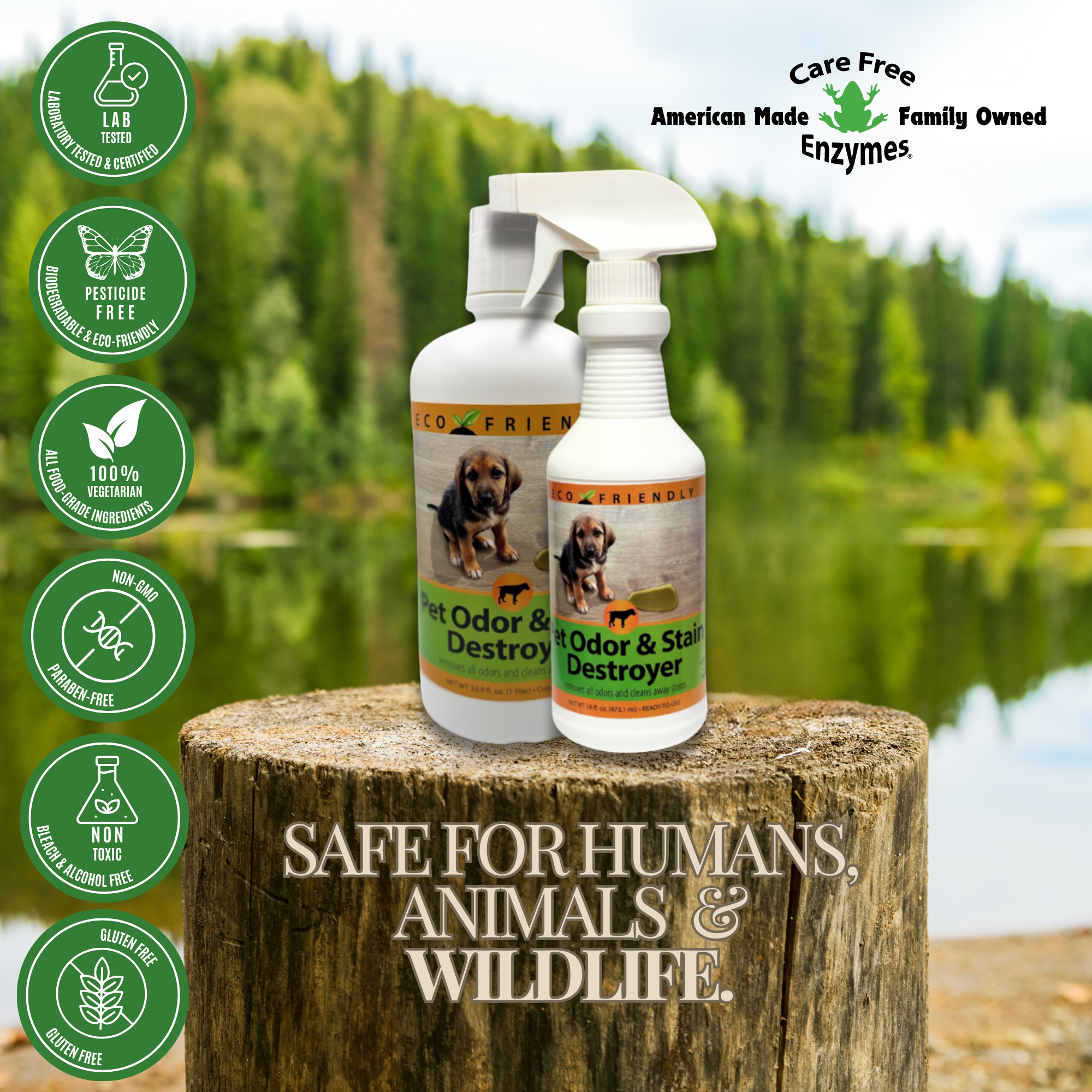 Enzyme Cleaner for Pet Stains & Odors | Urine & Stain Destroyer Spray | 16 oz & 33.9 oz