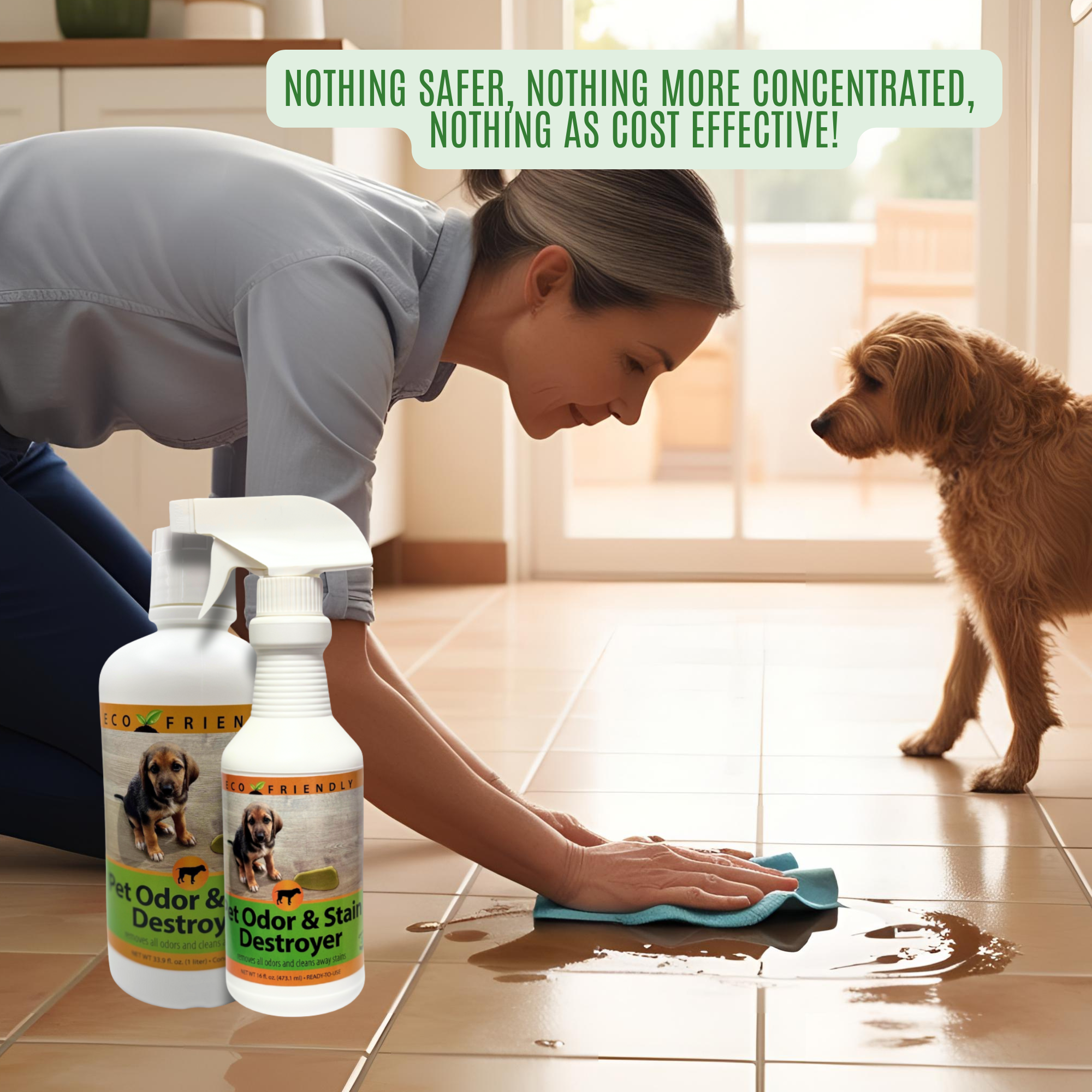 Enzyme Cleaner for Pet Stains & Odors | Urine & Stain Destroyer Spray | 16 oz & 33.9 oz