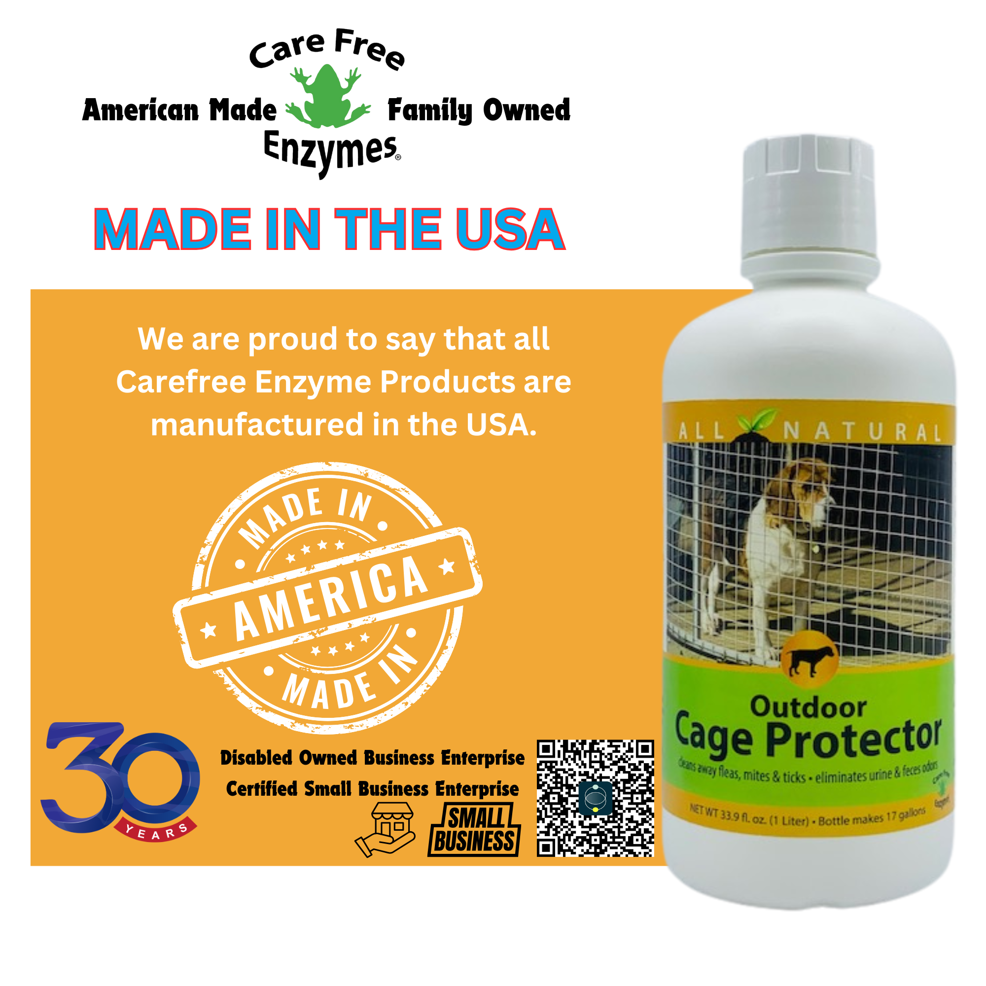 Outdoor Kennel & Cage Cleaner Concentrate | Eliminates Urine & Waste Odors | 32 oz, 33.9 oz & 1 Gallon