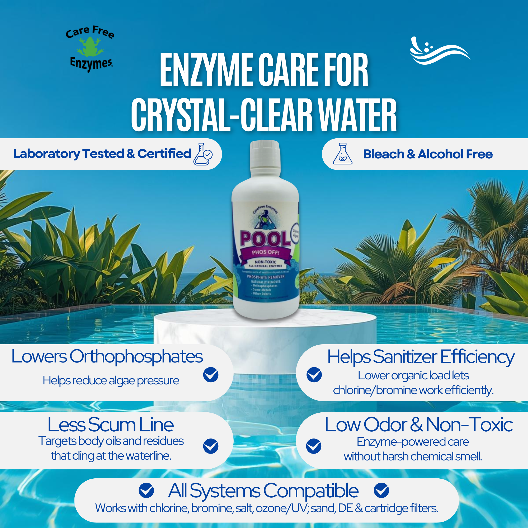 Pool Phosphate Remover | Starves Algae & Prevents Growth | Pool Phos Off | 33.9 oz