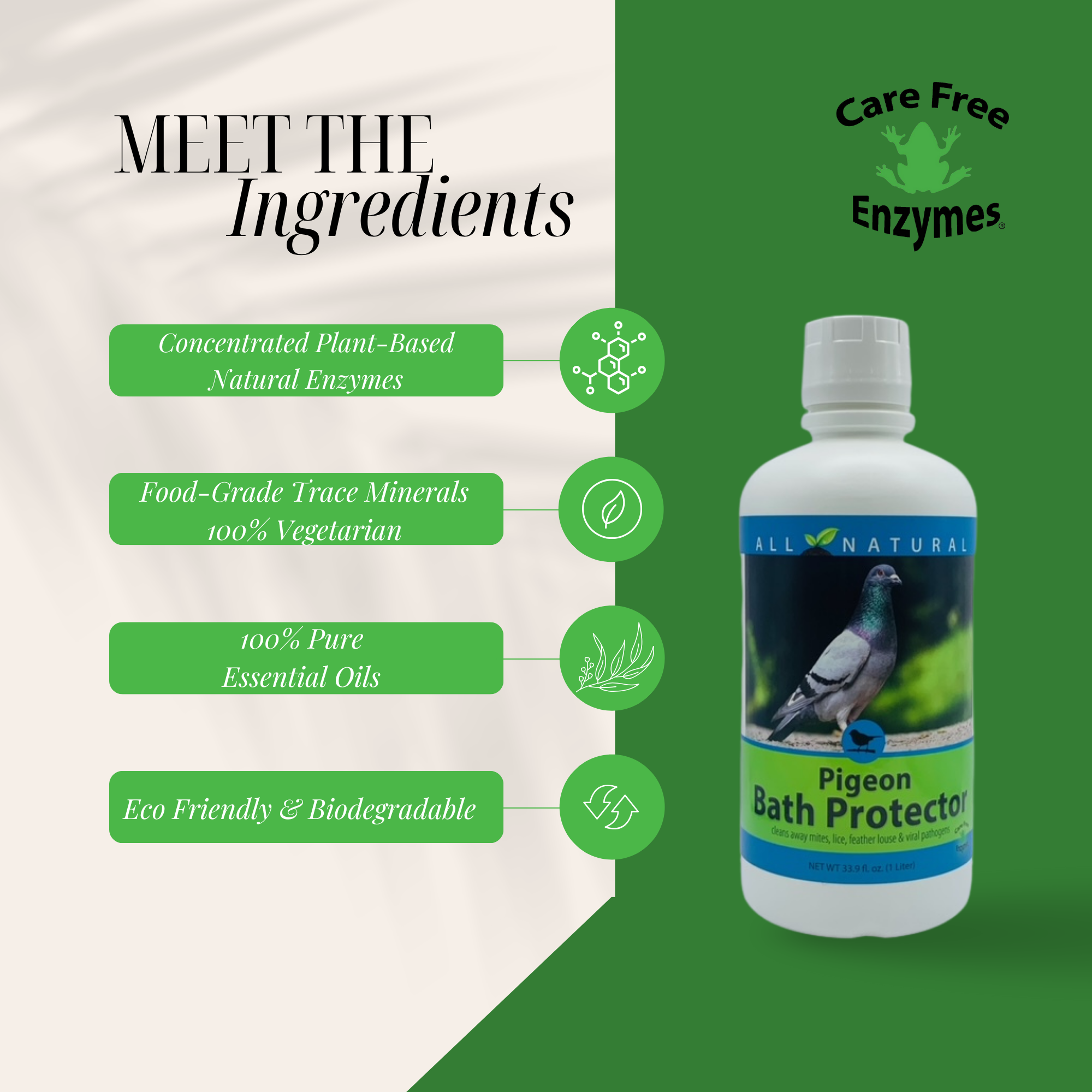 Pigeon Bath Protector & Feather Conditioner | For Show & Racing Pigeons | 16 oz & 33.9 oz