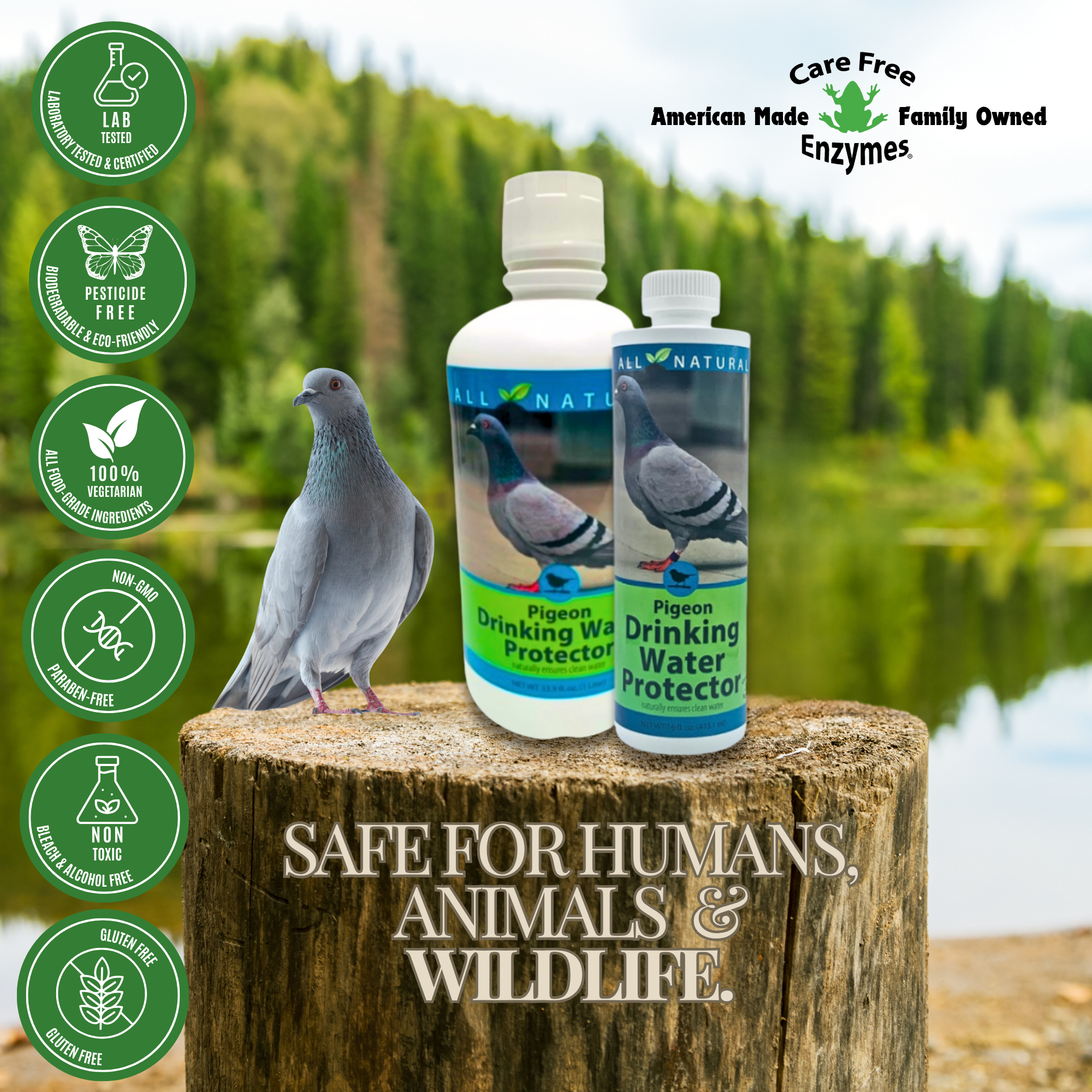 Pigeon Drinking Water Protector | Keeps Water Fresh & Slime-Free | 16 oz & 33.9 oz