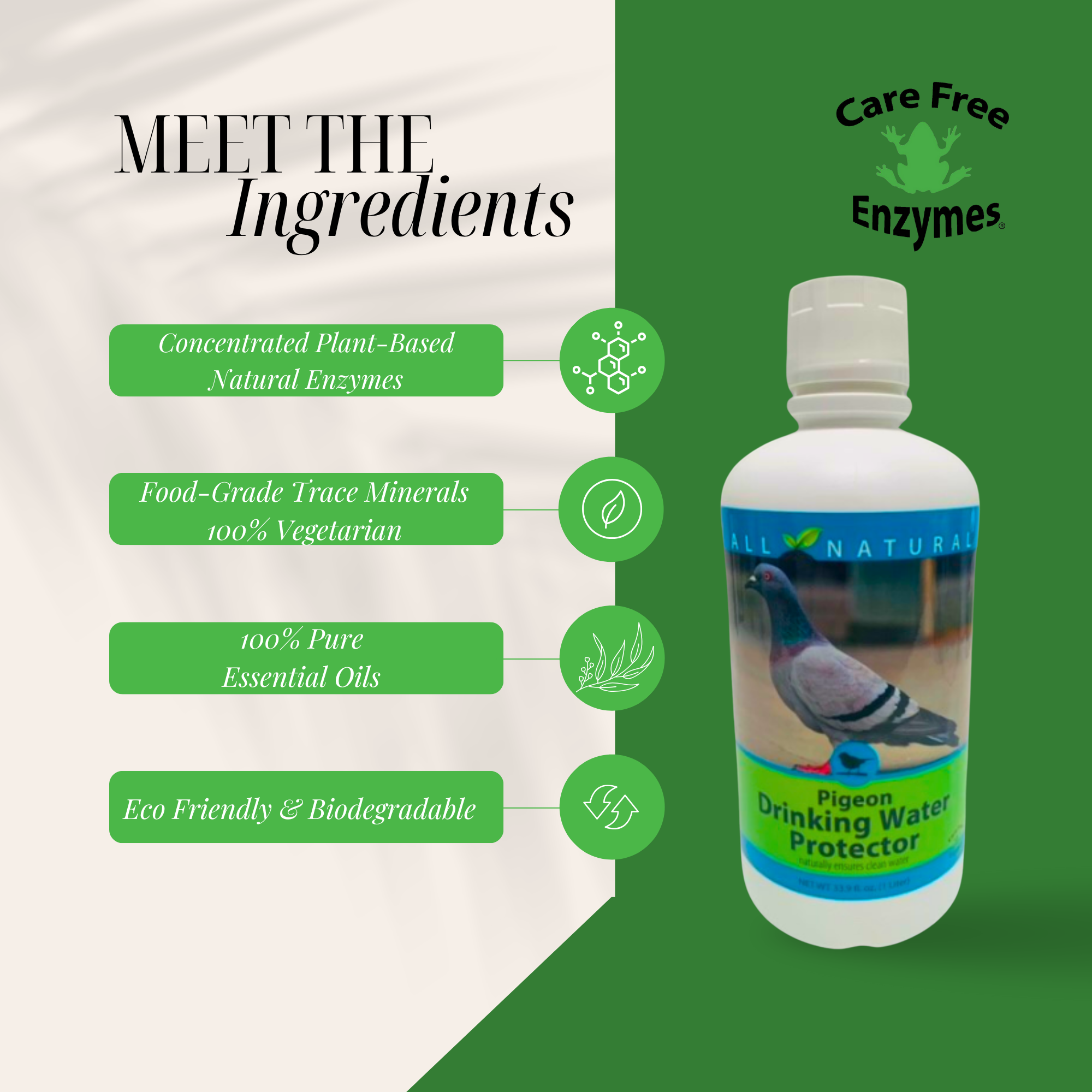 Pigeon Drinking Water Protector | Keeps Water Fresh & Slime-Free | 16 oz & 33.9 oz