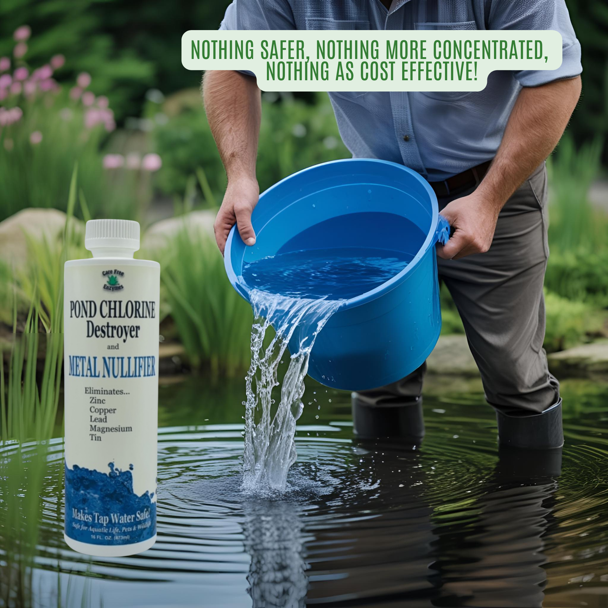 Pond Water Dechlorinator & Conditioner | Instantly Removes Chlorine & Heavy Metals | 16 oz