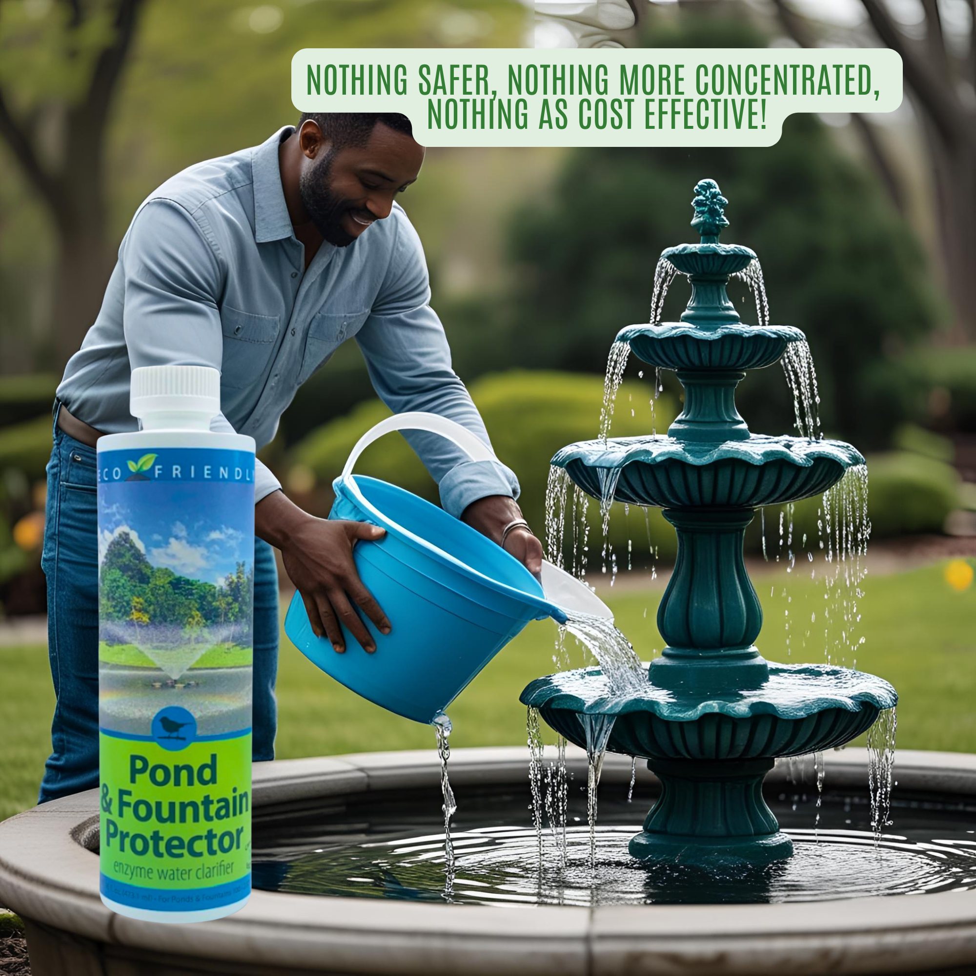 Natural Pond & Fountain Water Treatment | Keeps Water Clear & Clean | 16 oz