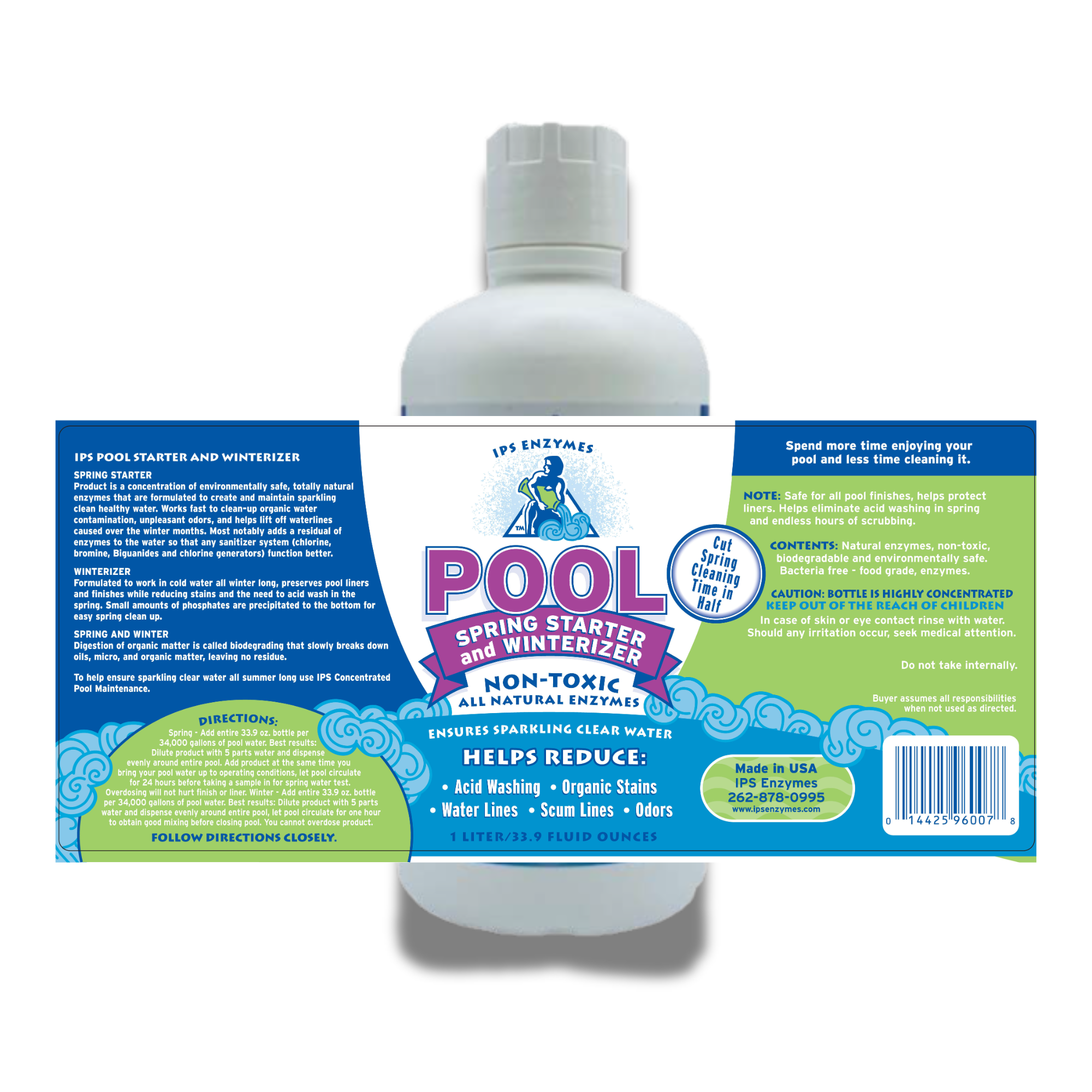 Enzyme Pool Opening & Winterizing Kit | Pool Spring Starter & Winterizer | 33.9 oz