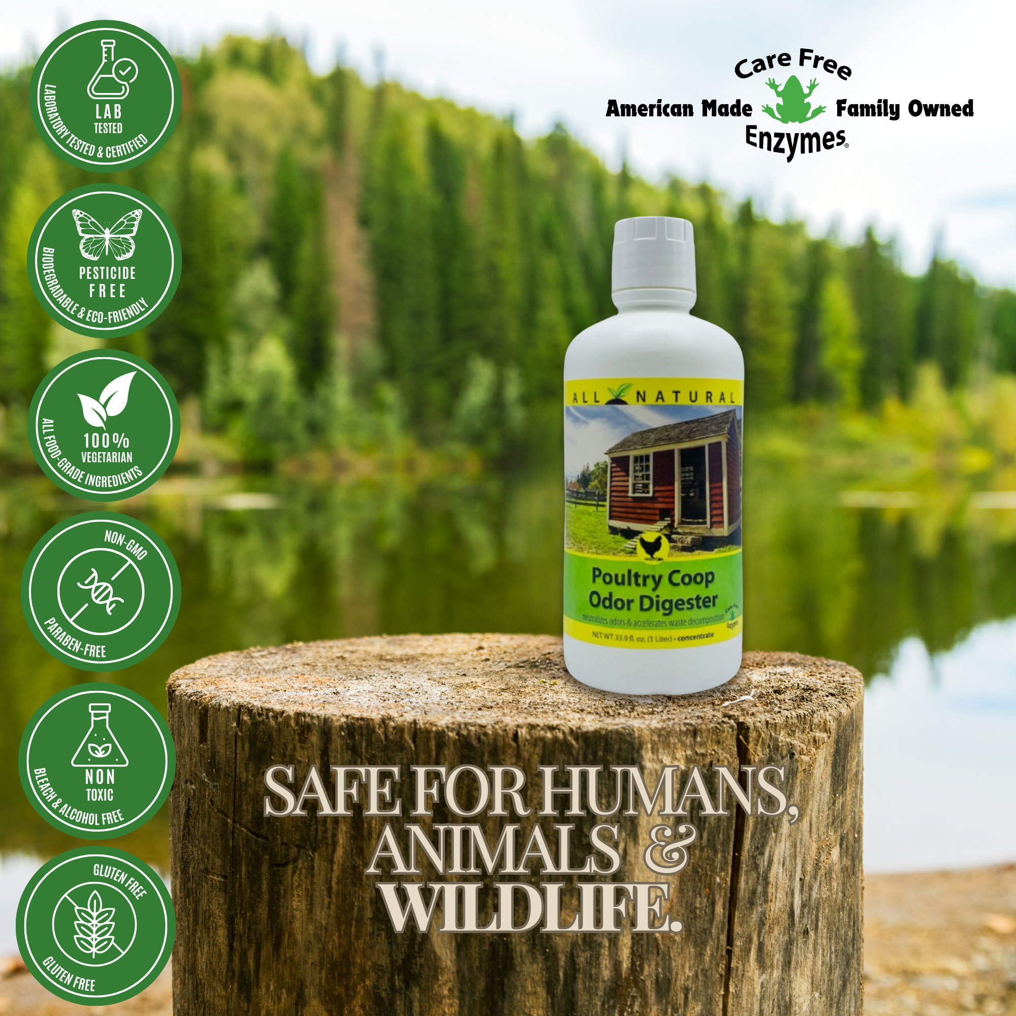 Chicken Coop Deodorizer & Ammonia Control | Poultry Coop Odor Digester | 33.9 oz