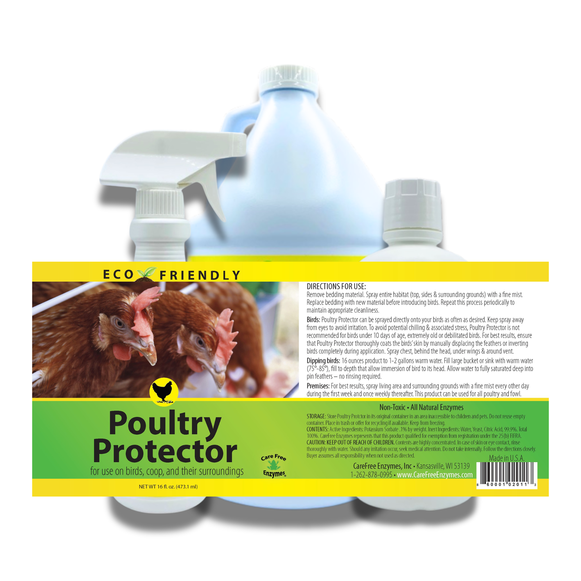 Natural Mite & Parasite Spray for Chickens | Poultry Protector | 16 oz, 33.9 oz & 1 Gallon