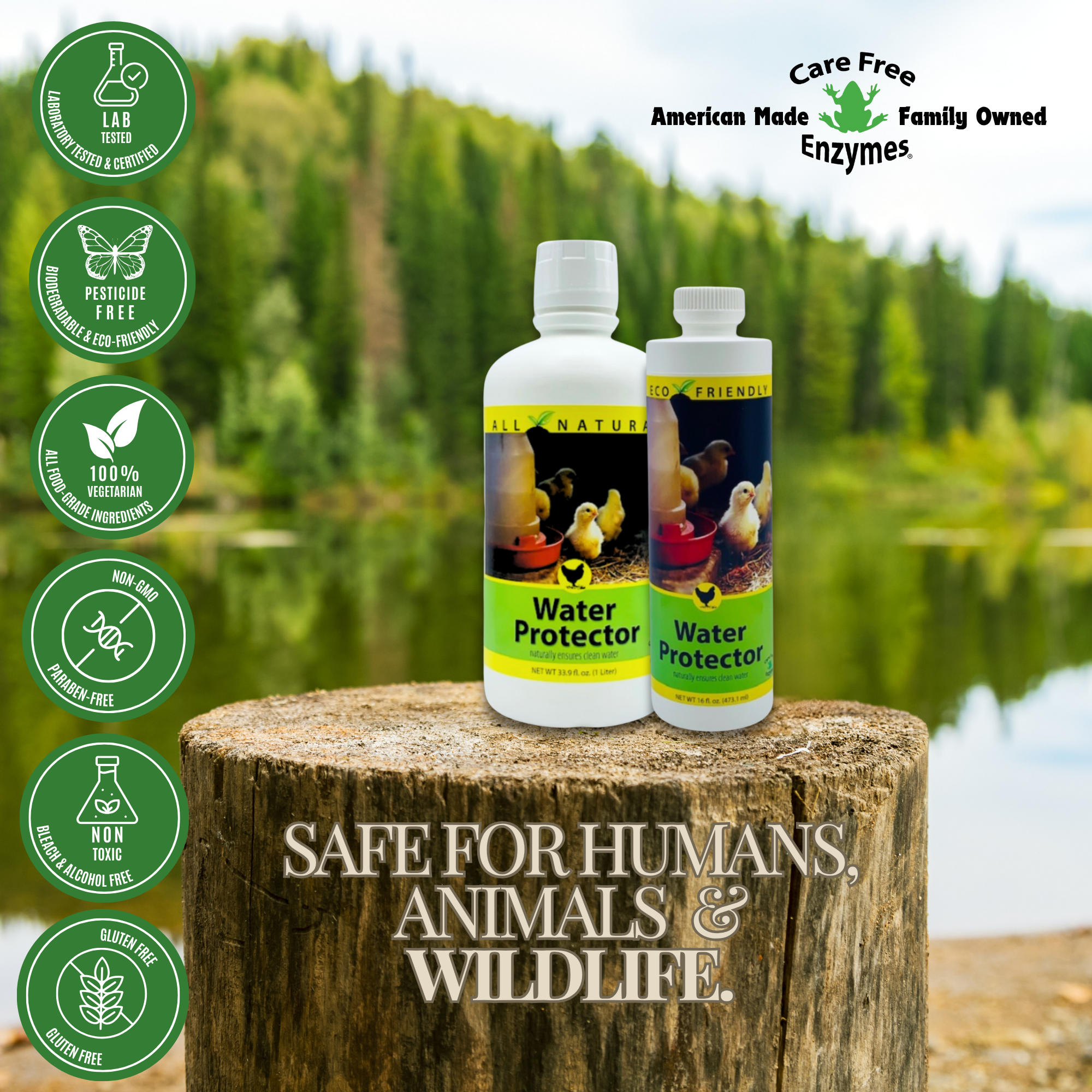 Natural Poultry Water Protector | Keeps Drinkers Clean & Slime-Free | 16 oz, 33.9 oz & 1 Gallon