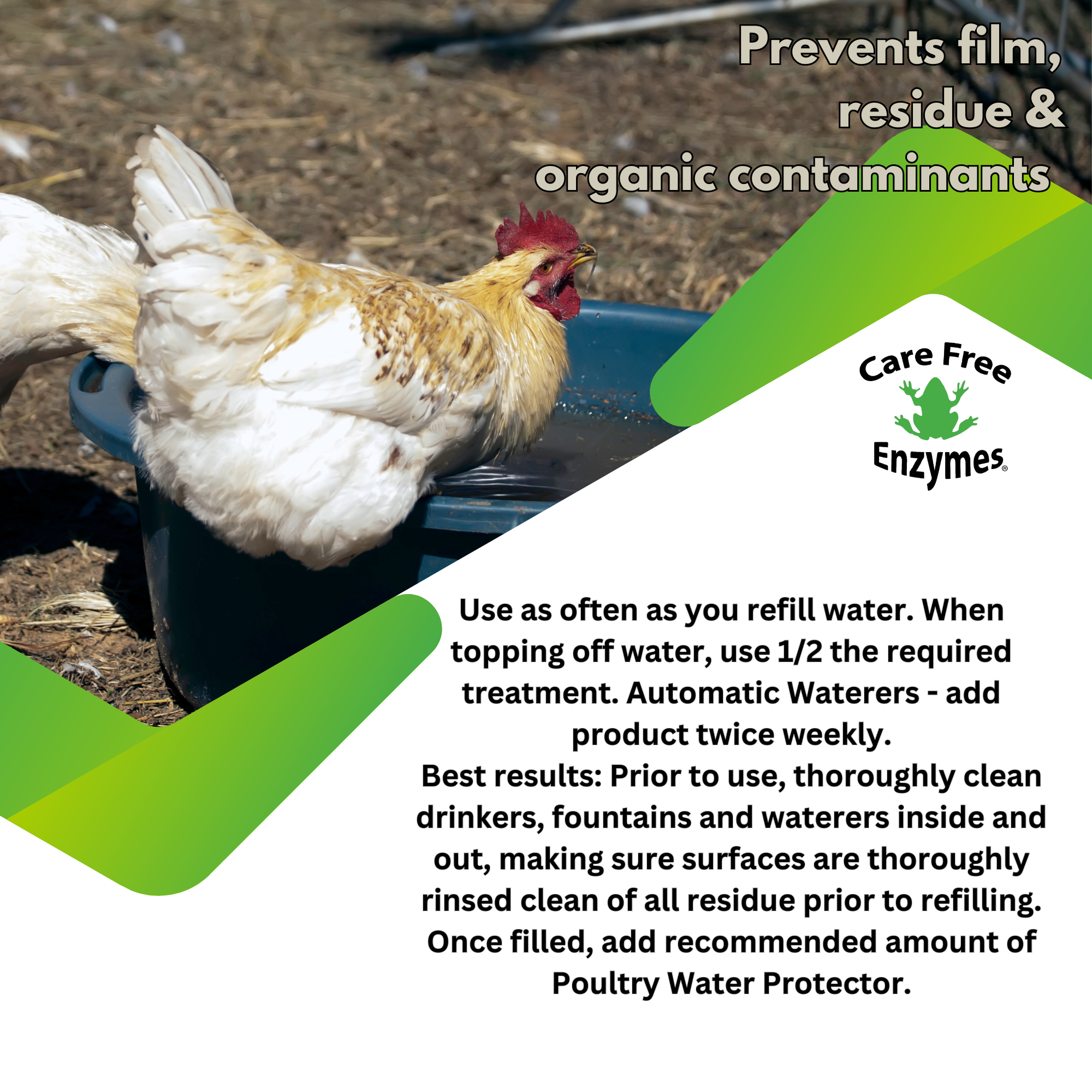 Natural Poultry Water Protector | Keeps Drinkers Clean & Slime-Free | 16 oz, 33.9 oz & 1 Gallon