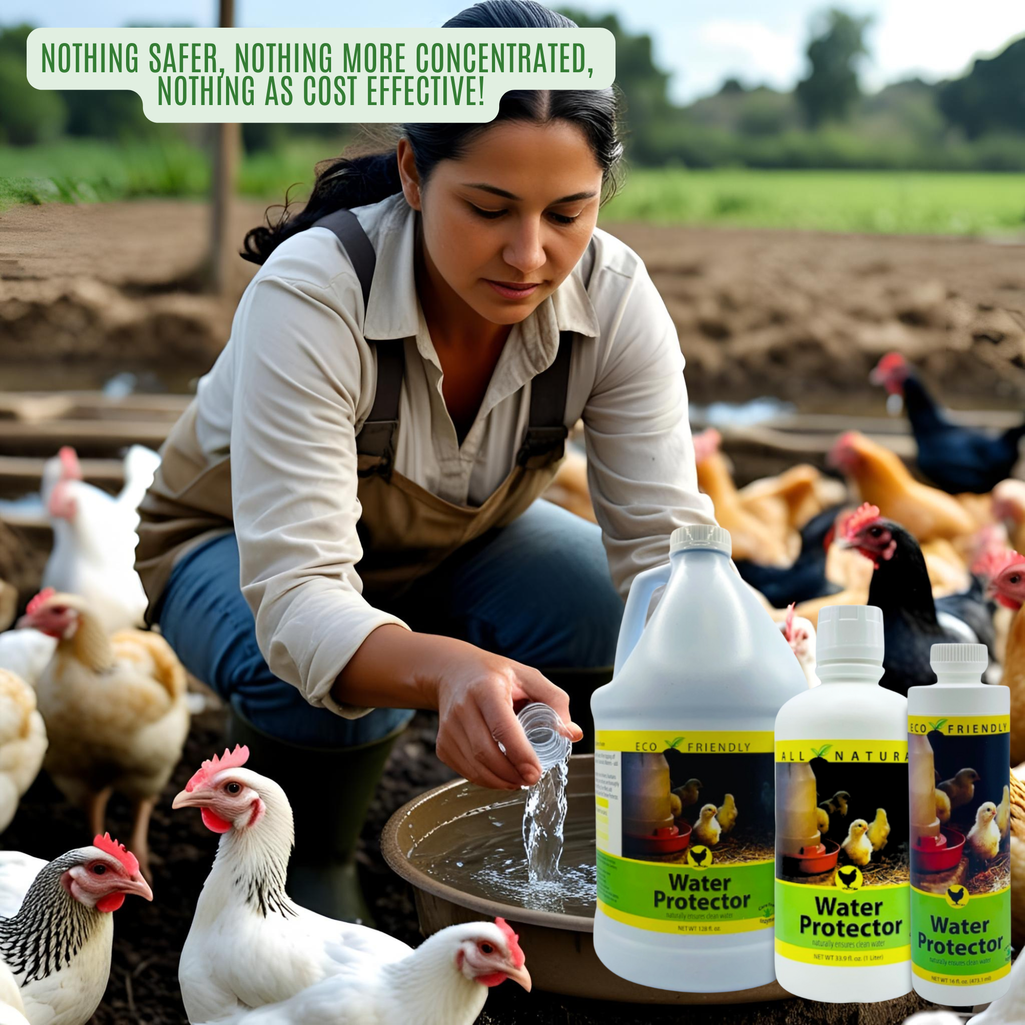Natural Poultry Water Protector | Keeps Drinkers Clean & Slime-Free | 16 oz, 33.9 oz & 1 Gallon