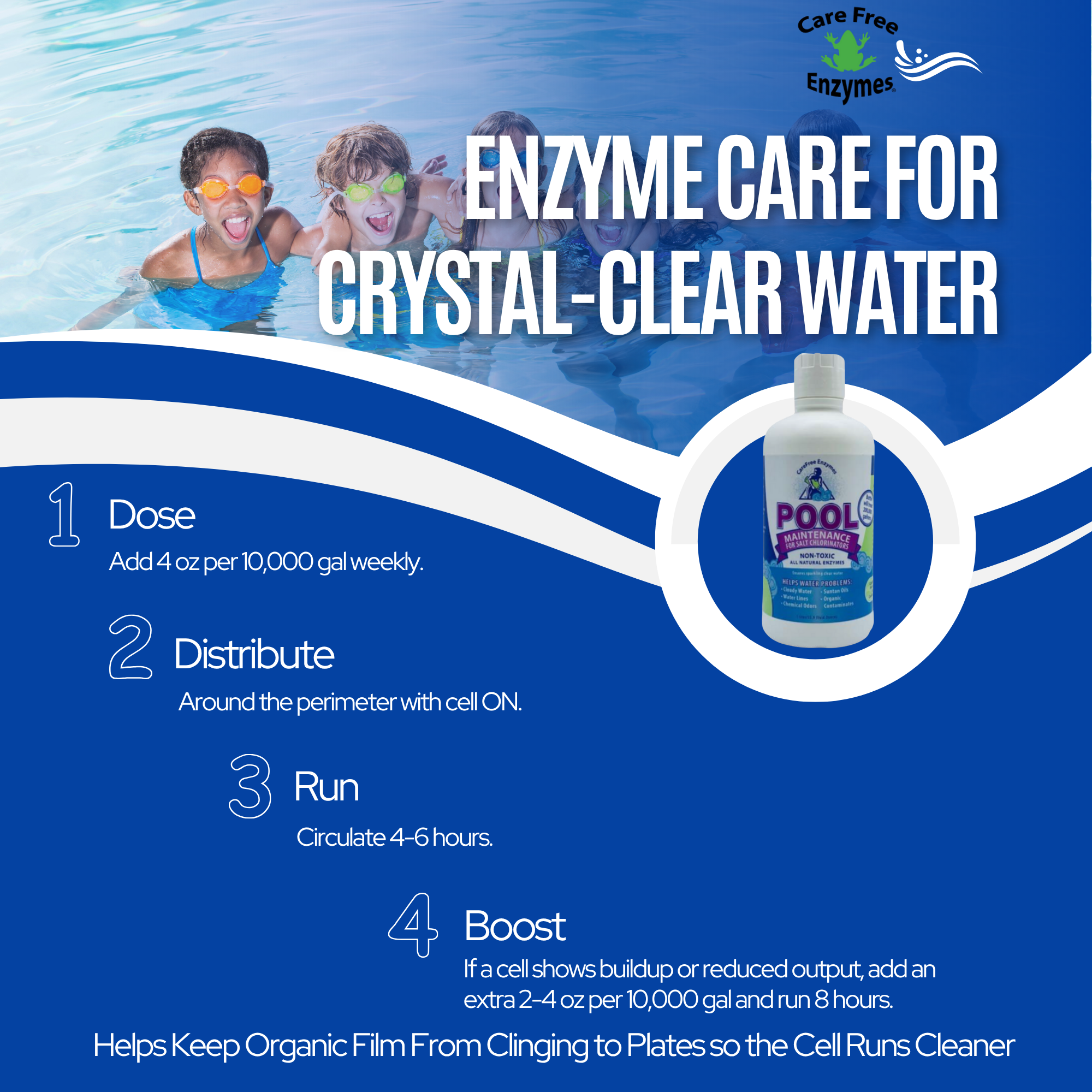 Weekly Enzyme Treatment for Salt Water Pools | Protects Salt Cell | Pool Maintenance for Salt Chlorinators | 33.9 oz