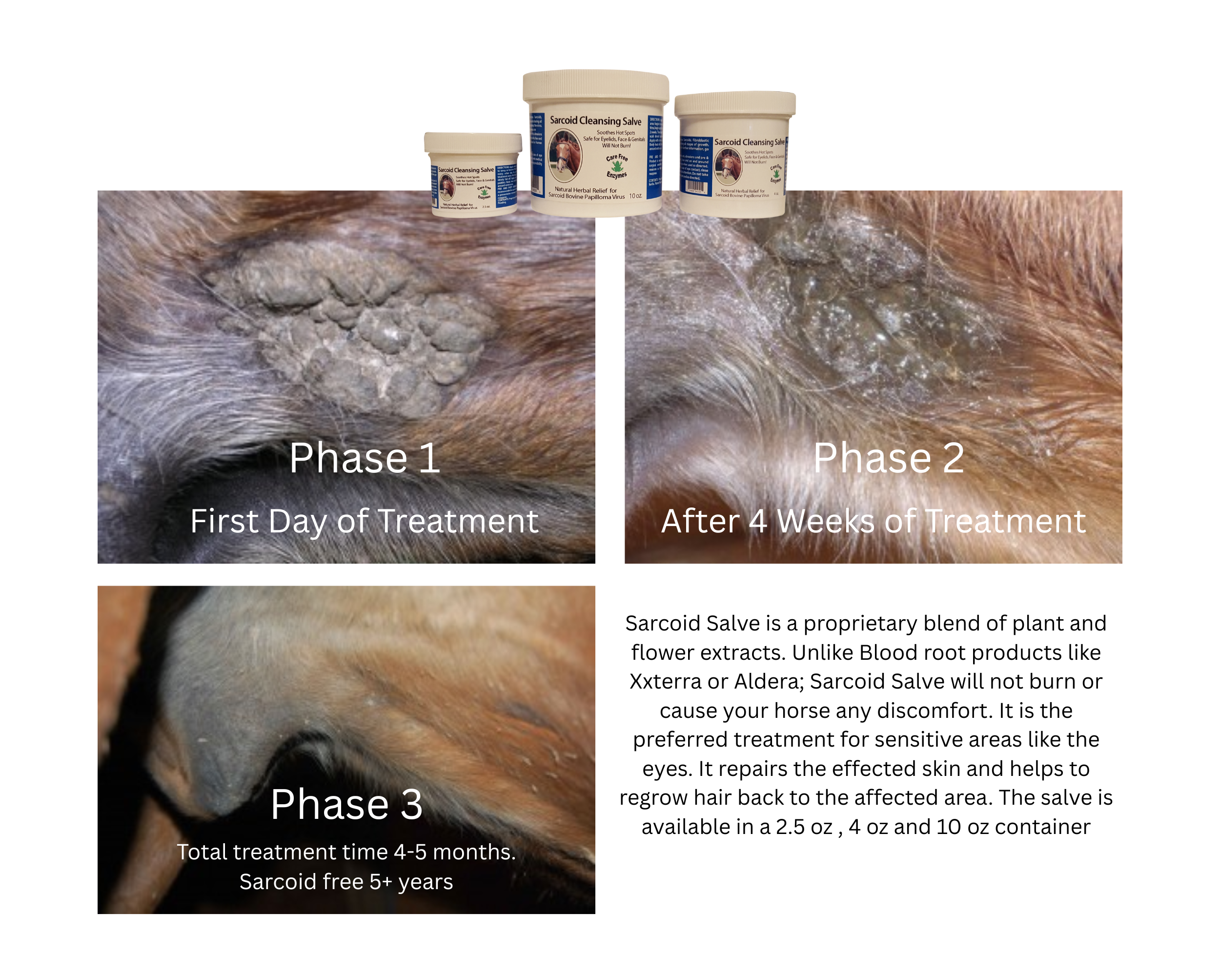 Topical Equine Skin Salve for Blemishes & Warts | Sarcoid Salve | 2.5 oz, 4 oz & 10 oz