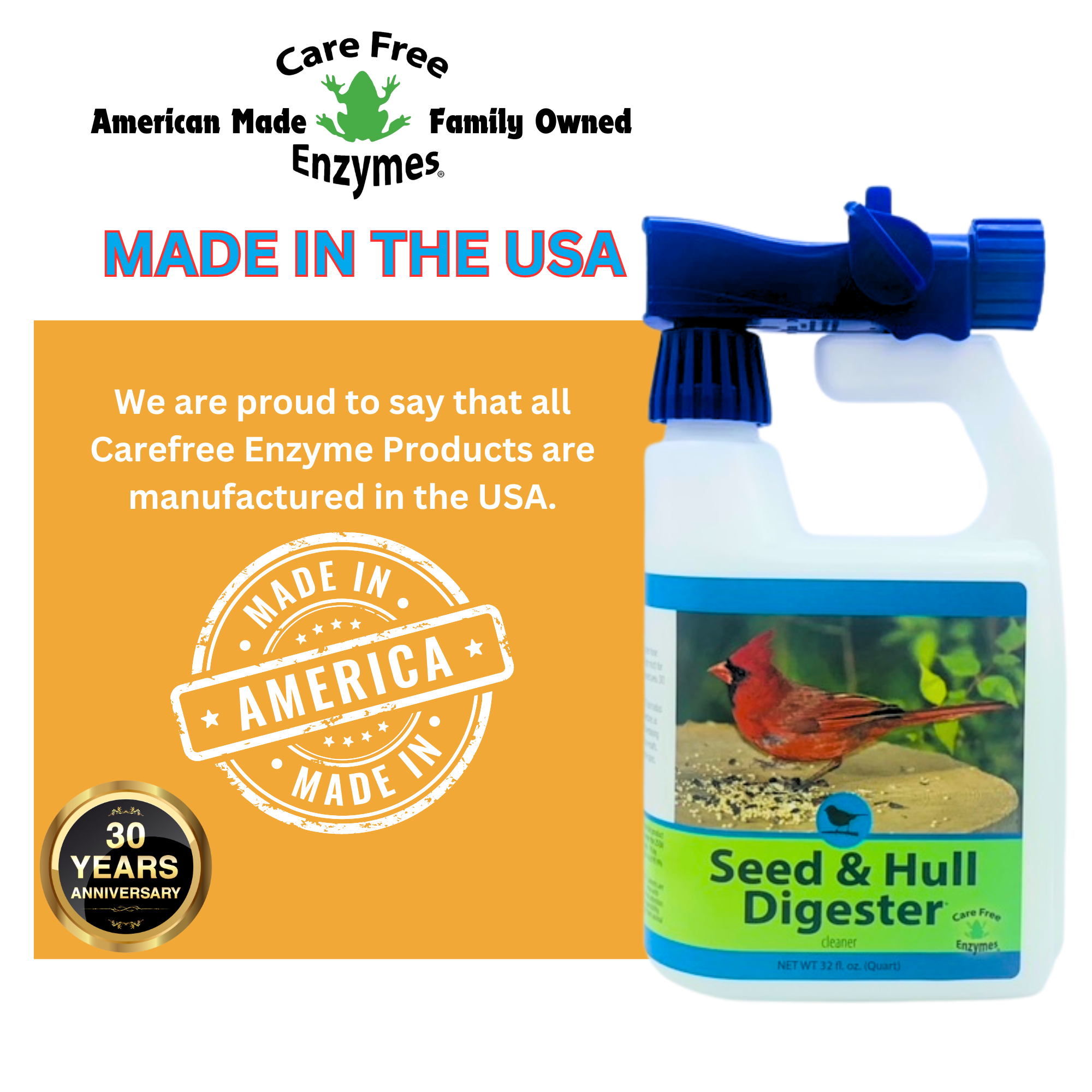 Bird Seed Hull & Waste Digester | Natural Cleaner for Under Feeders | 32 oz & 33.9 oz