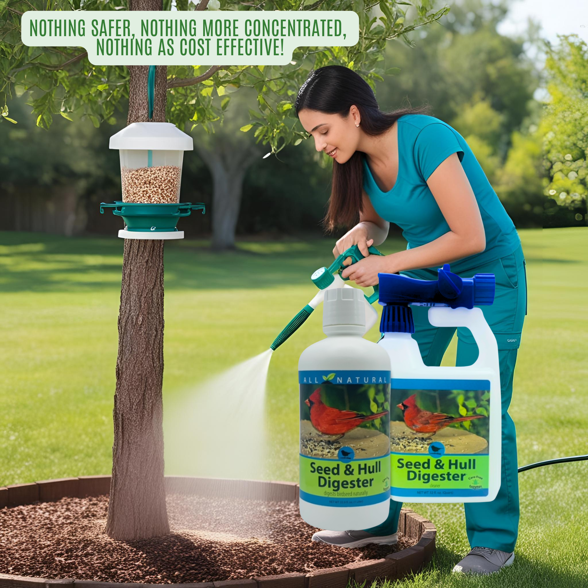 Bird Seed Hull & Waste Digester | Natural Cleaner for Under Feeders | 32 oz & 33.9 oz