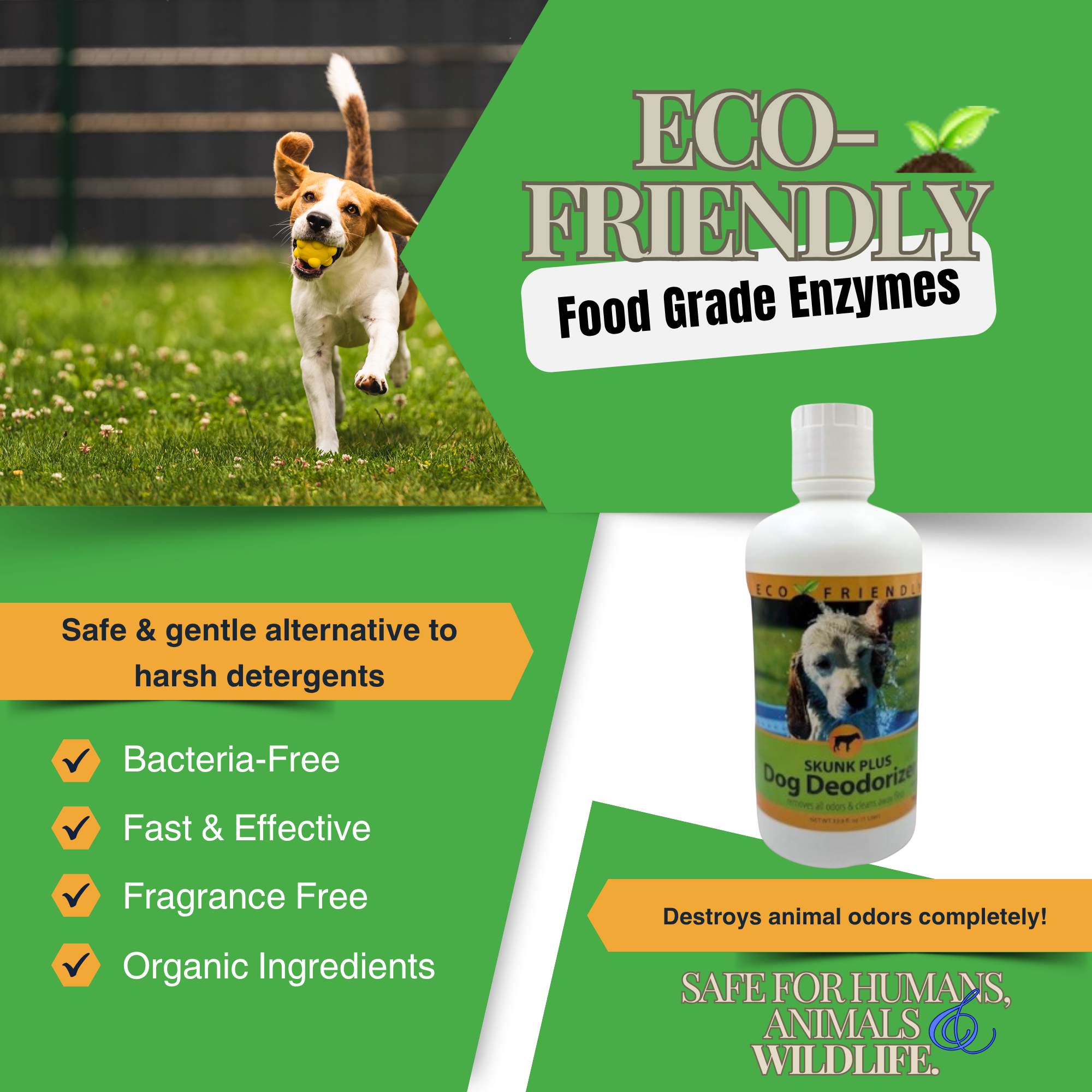 Skunk Odor Eliminator for Dogs & Cats | Skunk Plus Pet Deodorizer | 16 oz & 33.9 oz