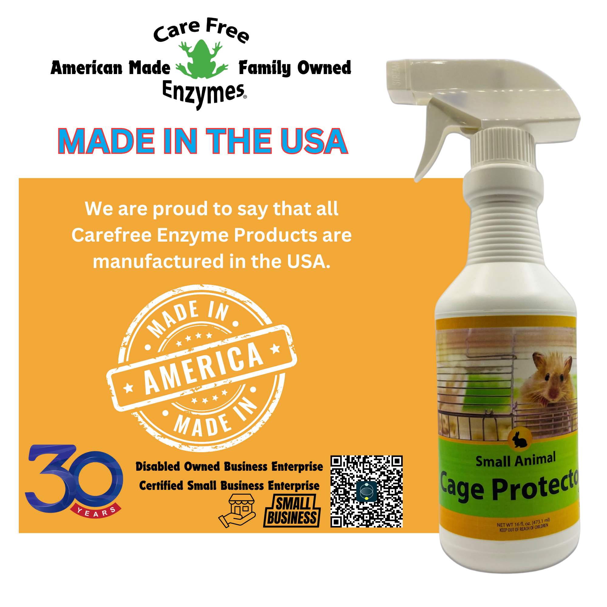 Small Animal Cage Cleaner & Deodorizer | For Hamsters, Guinea Pigs & Rabbits | 16 oz