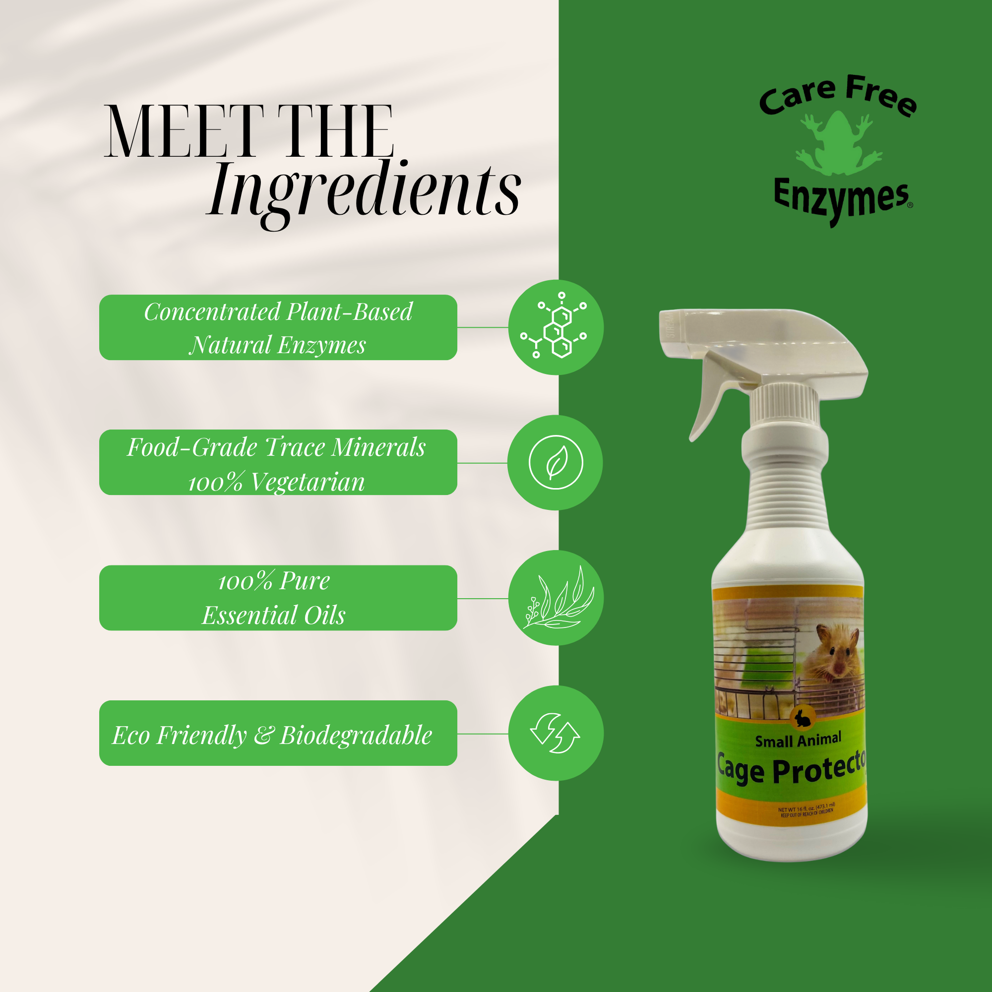 Small Animal Cage Cleaner & Deodorizer | For Hamsters, Guinea Pigs & Rabbits | 16 oz