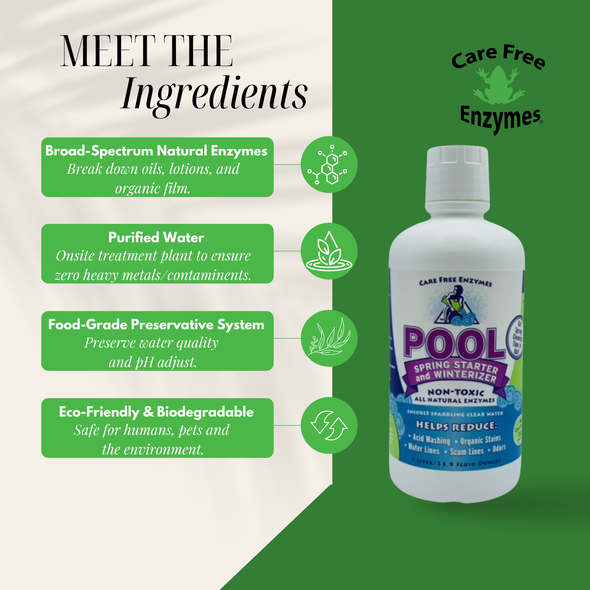 Enzyme Pool Opening & Winterizing Kit | Pool Spring Starter & Winterizer | 33.9 oz