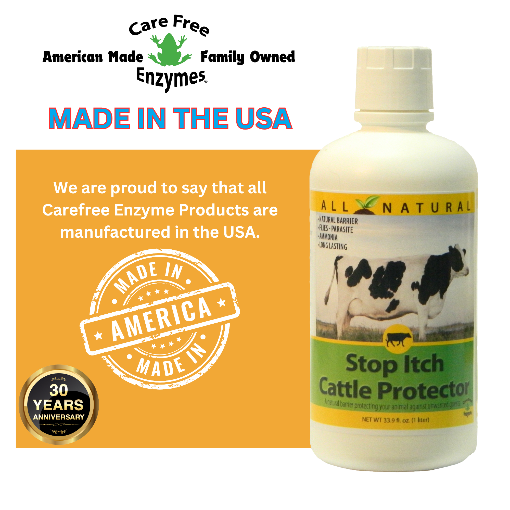 Natural Itch Relief Spray for Cattle | Soothes Bites & Skin Irritations | Stop Itch Cattle Protector | 33.9 oz